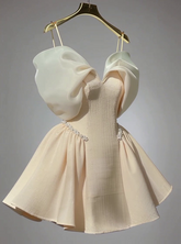 Champagne Off the Shoulder Mini A-line Homecoming Dress